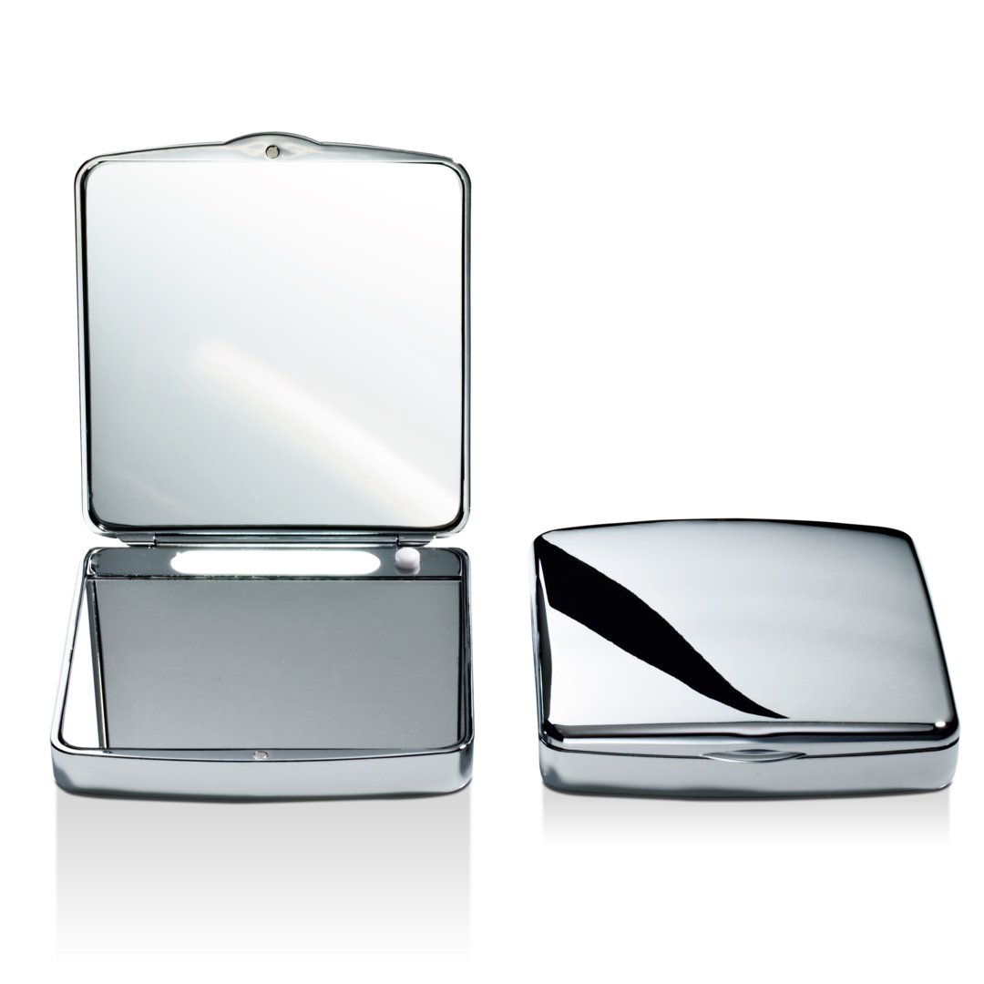 Косметическое зеркало карманное, Decor Walther,на батарейках, с 7-х кратным увеличением, 2.5 x 9.5 x 10cm   цвет хром
